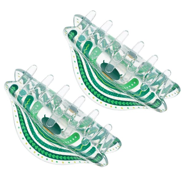 Grønne hårklør til dekorasjon St. Patrick's Day-klemmer 2 stk PVC
