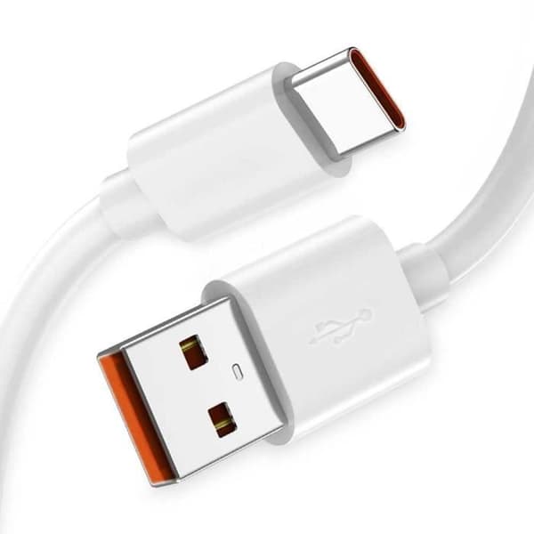 OCIODUAL USB Typ-C-kabel - 2m - 6A snabbladdning - Dataöverföring - Vit