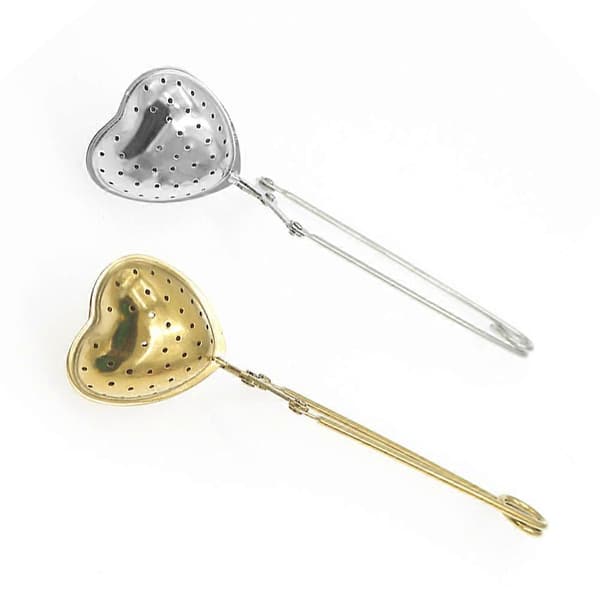 Tesil för teanvändning 2 st silver rostfritt stål hjärtformad infuser
