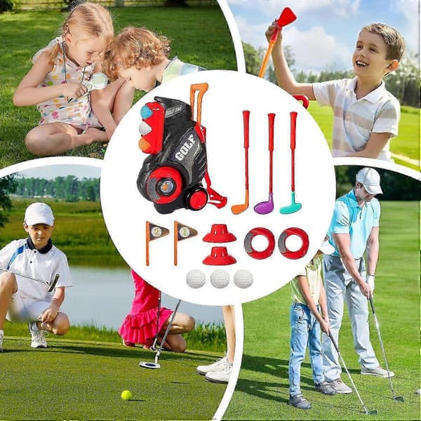 Børnegolfkøller 3-5, Letgreb Design Golfsæt, Sikre Materialer, Farverig Bæretaske Til Udendørs Leg, Baghave, Have