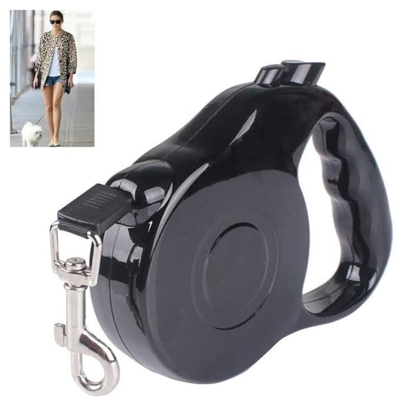 Rulleline - Noname - 5M - Nylon - Sort - Til mellemstore hunde