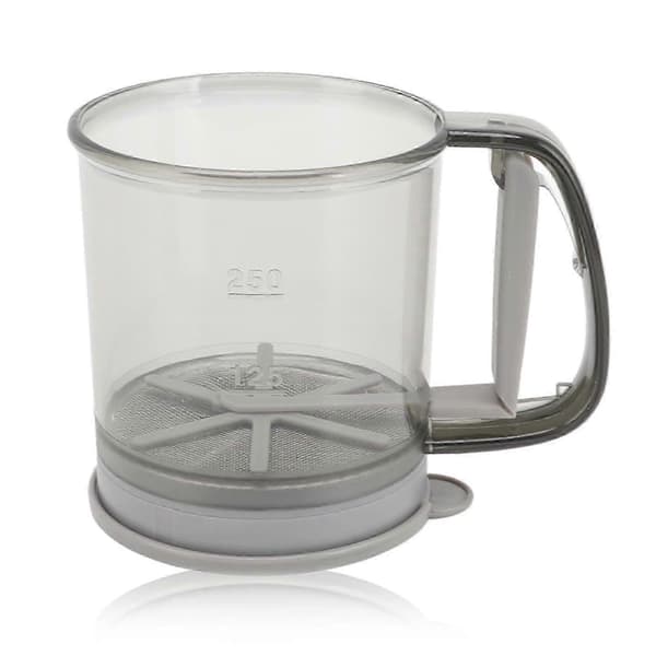 Melkopp i rustfritt stål med lokk, dobbeltlags finmasket, enhåndspress for baking, utgave 0331