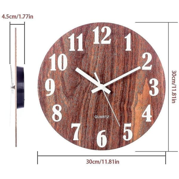 Lätt väggklocka, modern dekorativ tyst väggklocka, stor urtavla 30 cm (hy)