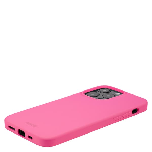 holdit iPhone 14 Pro Max Deksel Silikon Bright Pink Rosa Silikon