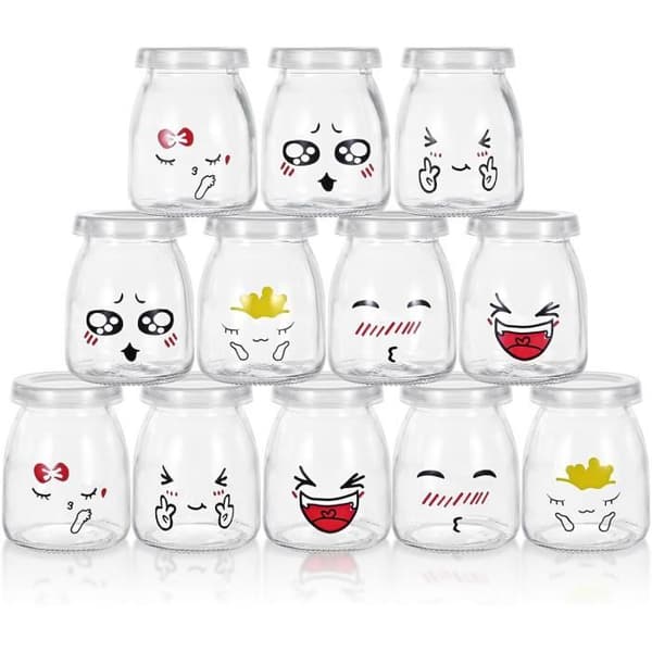 Yoghurtburkar - MARSEE - 12 st - Glas - 150 ml - Lock ingår
