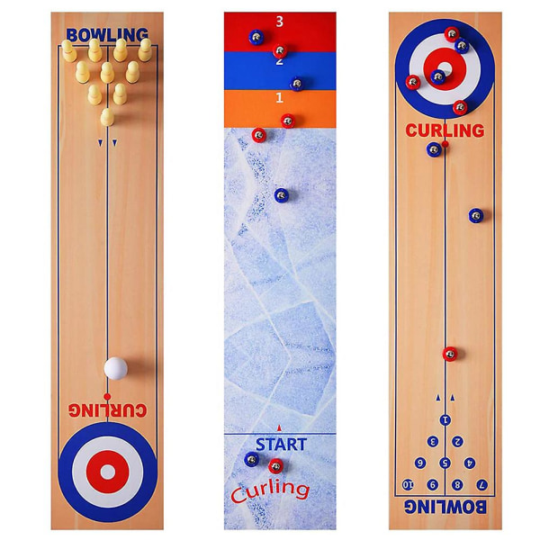 20243 i 1 bord Curling spil Bowling Shuffleboard bordsæt Familiespil til hjemmefest gave til børn og voksne