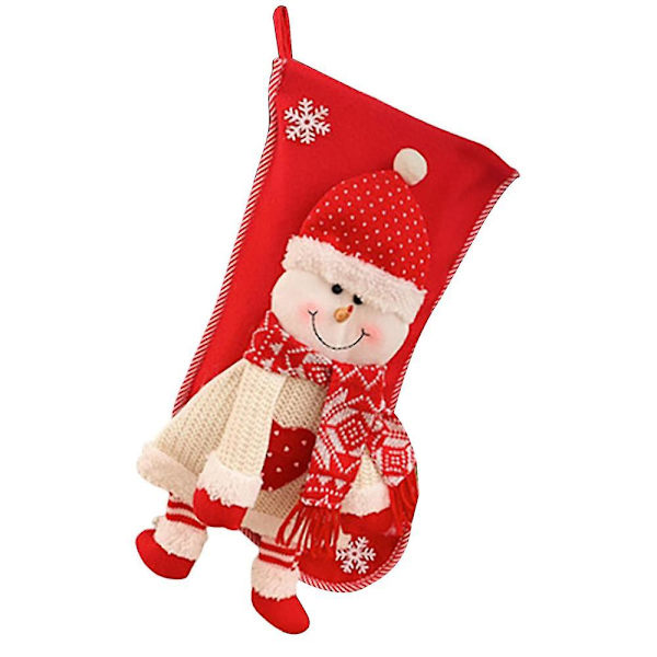 Julstrumpa Bred öppning Stor storlek Stickad Rivfast Söt Scen Layout Supermjuk hängande 3d Santa Snowman Doll Xmas Tree Presentpåse för Pa