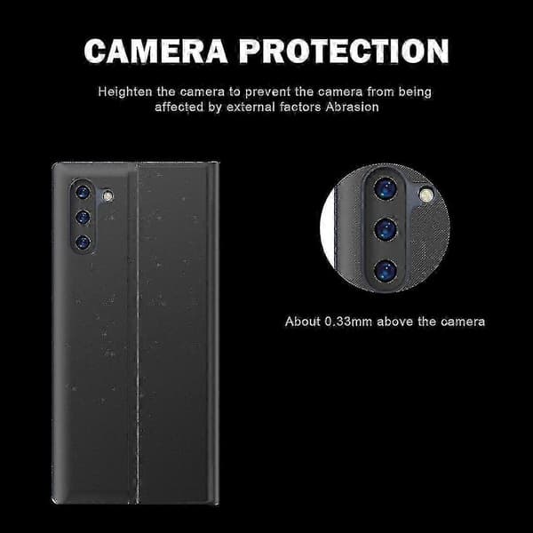 Galaxy Note 10 Plus Magnetisk Sidevisning med Horisontal Flipp og Ensfarget Tekstur Etui + Kompatibelt PC-deksel Silver