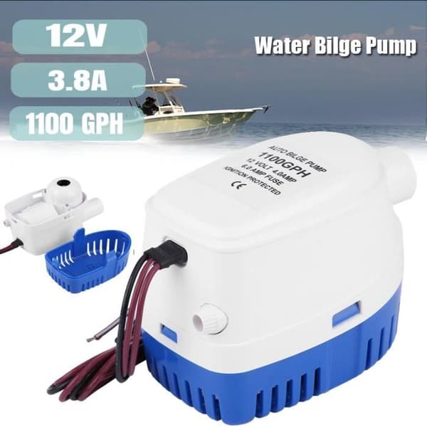 Dränkbar pump - 1100 GPH - 12V - Nivåvippa - PVC, koppar