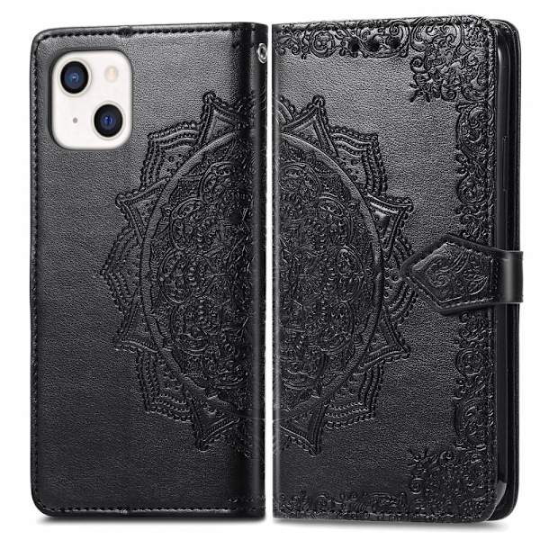 iPhone 13 - Mandala Læder Etui - Sort 30