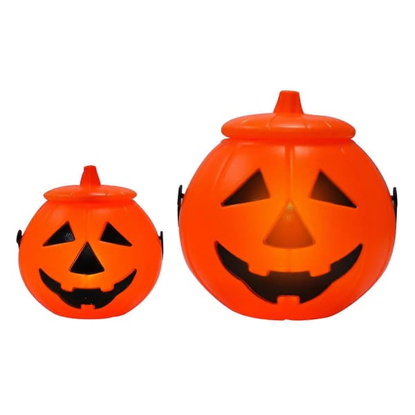Halloween græskarspand lys 2 sæt plastlysende lanterner til dekoration