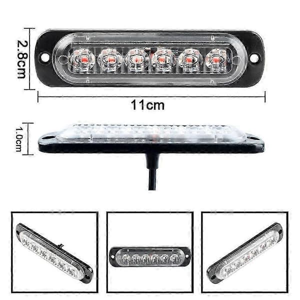 LED Strobe Trådløse Lys Stroboskoper 24LED Strobelys Bil 12V Tilhengerlys Lastebil Strobelys (hvitt Lys)