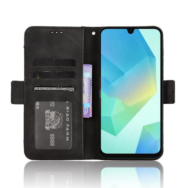 SKALO Yhteensopiva Samsung A16 6-LOKEROINEN Lompakkokotelo - Musta Black Svart
