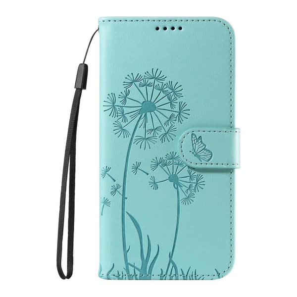 Samsung Galaxy S26 5G Case with Dandelion Embossing - Leather Flip Case Grön