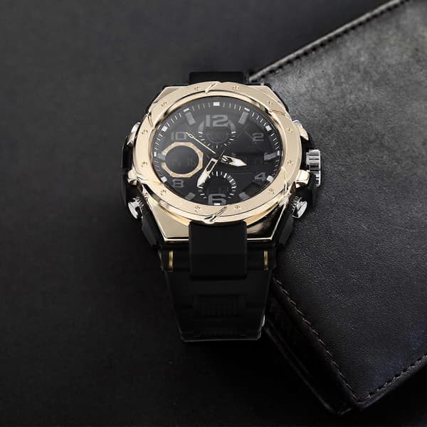 Multifunktionelt armbåndsur lysende ur til udendørs brug sort harpiks Black 26x5cm