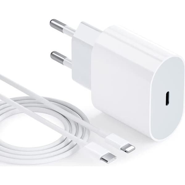Rask lader - Apple - 20W - Kompatibel med iPhone 13 Pro Max - 1M kabel - Power Delivery 3.0