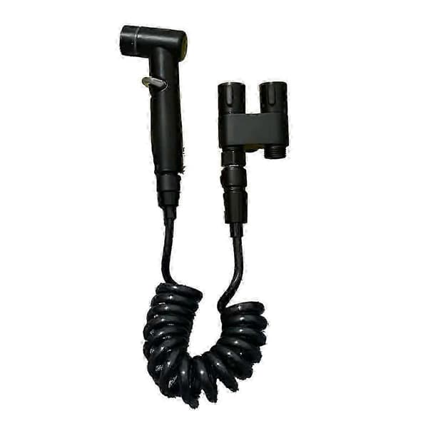 Håndholdt bidet i rustfritt stål med dobbel utløpsvinkelventil Black