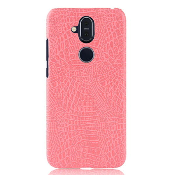 Nokia 8.1 - Krokodilmönstrat Fodral - Rosa Pink Rosa