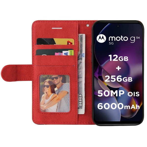 KT Series-1 cover för Motorola Moto G54 5G Case Tvåfärgad skarvningsplånboksställ Telefonskal