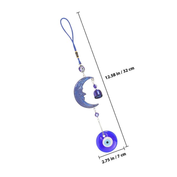 Blå Evil Eye Måne Hengende Pynt til Bilpynt