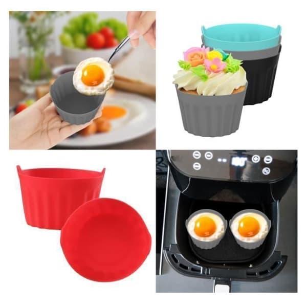 Köksaccessoar - 6 st silikonformar för airfryer - Form för oljefri fritös - Multifunktionell