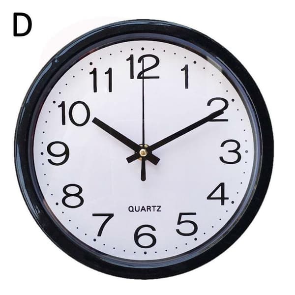 Round Wall Clock Bedroom Kitchen Clocks Quartz Silent Movement Home Decoration Black