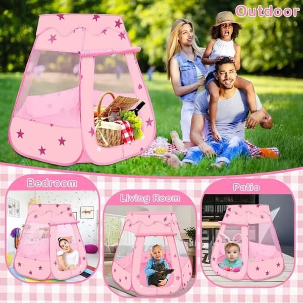Leketelt for barn - Sammenleggbart - Rosa