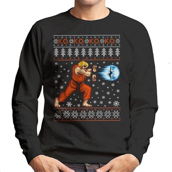 Street Fighter Christmas Ken Ko strikmønster herre sweatshirt