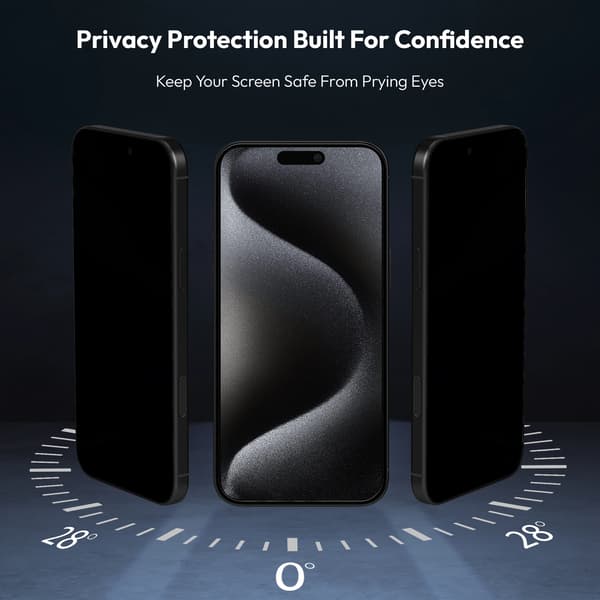 2-PACK iPhone 15 Pro Privacy Screen Protector - Tempered Glass | [SmartFit Reusable System] - Bubble-Free