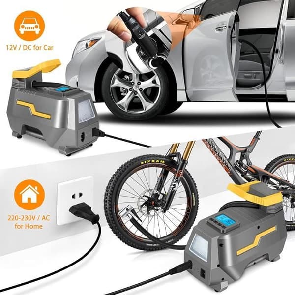 ZGEER Luftkompressor - Bärbar - 150PSI - DC 12V och AC 220V - Universal