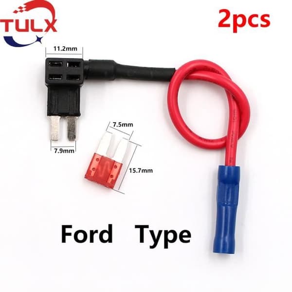 Ford Type 2PCS - Lisäpiirin haaroitusadapteri, 12v sulakepidin, Micro Mini Standard Ford