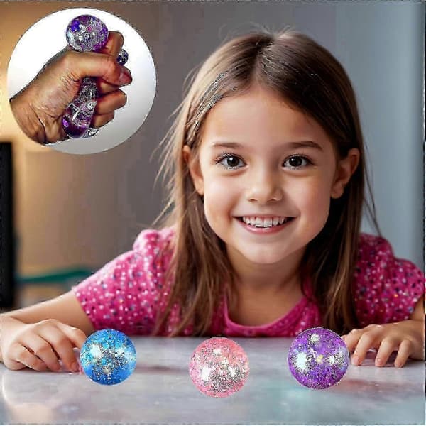 Fidgetlegetøj til børn 3-pak - Langsomt stigende glittergel stressbolde til voksne, maltsukker stressbolde sensorisk squishy klemmebolde til angst