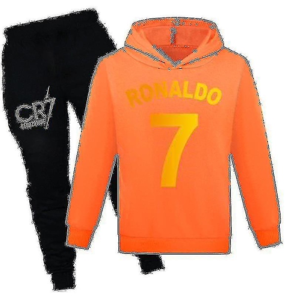 Barn Pojkar Ronaldo 7 Print Casual Hoodie Träningsoverall Set Hoody Top Pants Suit
