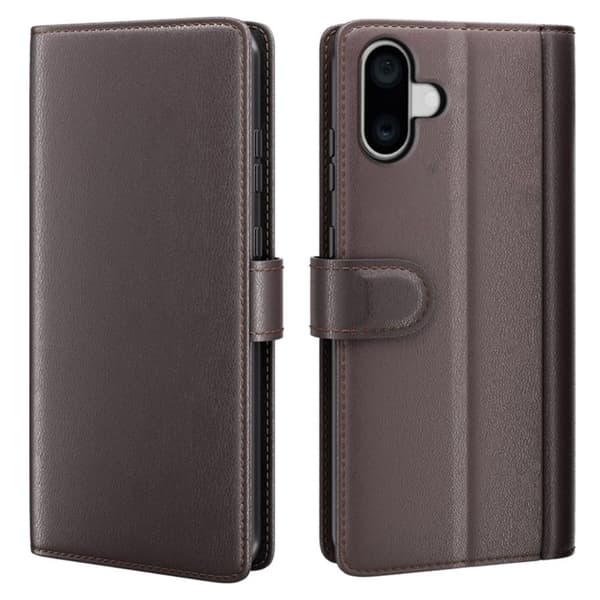 iPhone 16 Plus Cover i ægte læder - Brun