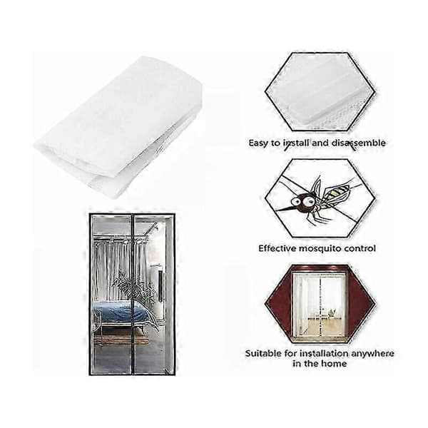 Magnetisk Dørgardin Glasfiber Myggenet Rivefast Sideåbning 85x205cm Altan Terrasse