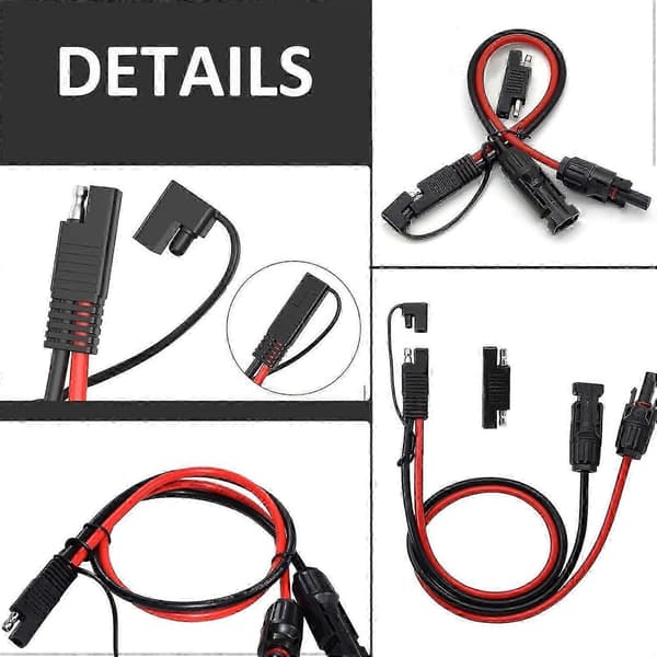 2 STK 1FT 10AWG MC4 til SAE Adapterkabel med polaritetsvendestik til solpaneludvidelsesudgave 0428