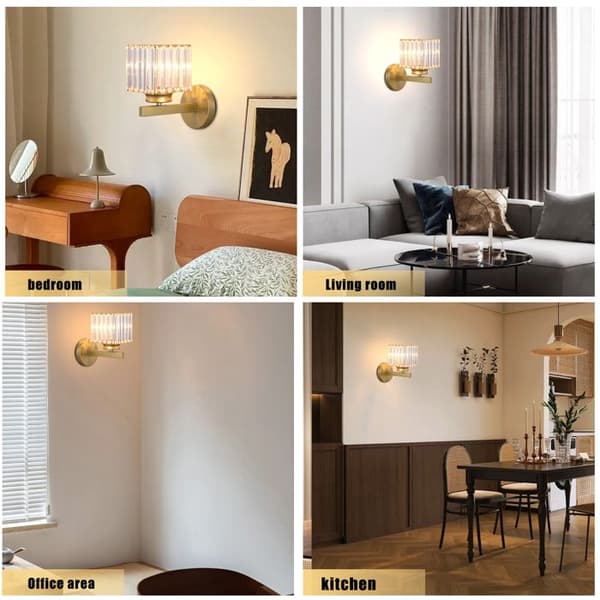 Veggmontert lampe - SNOGOLD - Retro Krystall - Gull - E27 - 60W - Moderne