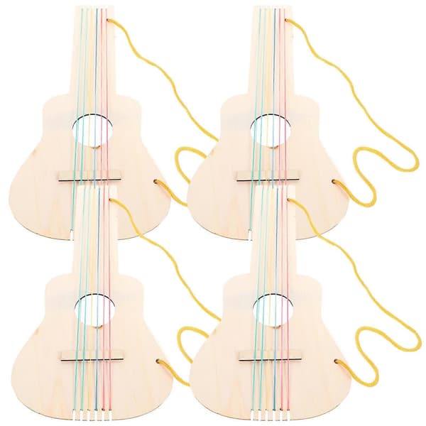 Børn DIY Guitar Træ Ufærdig Guitar til DIY Brug 4 Sæt