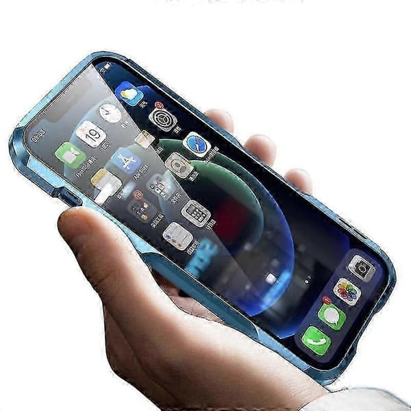 Cover Case til iPhone 12/12 Pro Sharp Edge Magnetisk Adsorption Stødsikkert Cover (Navy Blå)