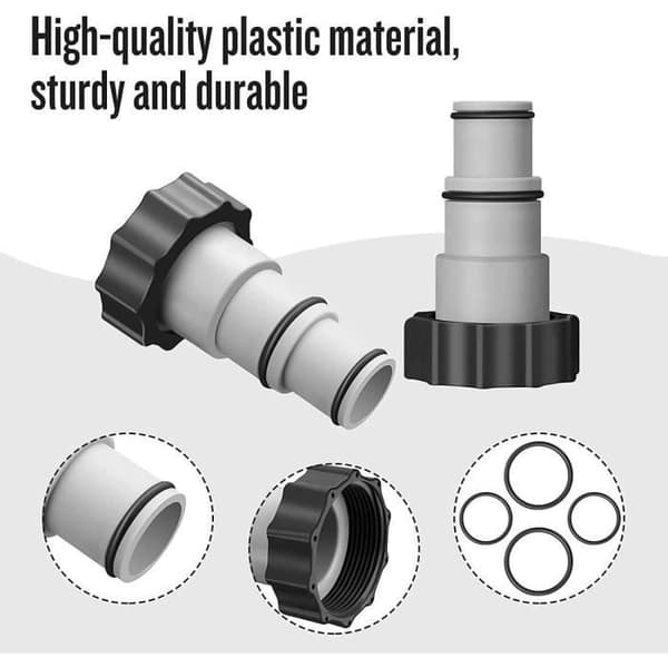 Poolslangadapter för Intex 32-38 mm - AQSACOKIYA - Förpackning med 9 pooladaptrar A - Grå