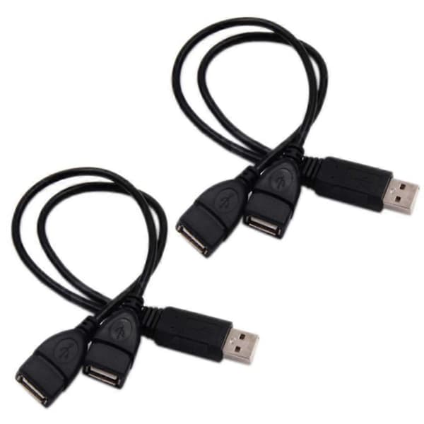 USB 2.0 Han til To USB Hun Splitter 2 Port USB Hub Datakabel Adapter 2pc