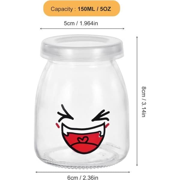 Yoghurtburkar - MARSEE - 12 st - Glas - 150 ml - Lock ingår