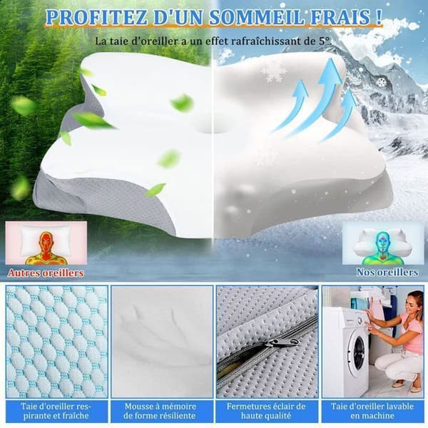 Memory Foam Kudde - Ortopedisk Kylande Ergonomisk Kudde - Vit