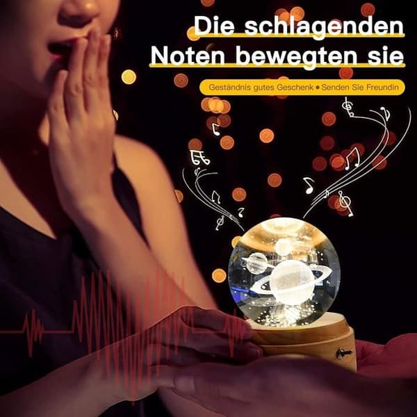 3D Krystallkule Musikkboks med Varm Lysprojeksjon - MARSEE - Roterende K9