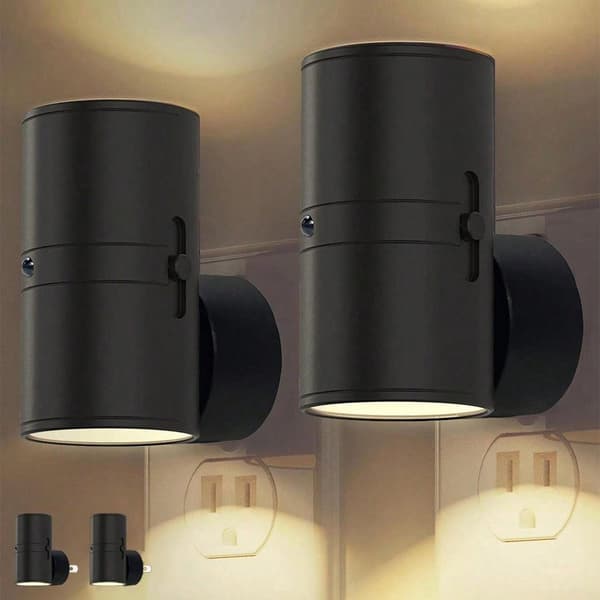 Moderna LED Nattlampor 2-pack - Vägguttagsmontering - Varmvitt Ljus - 0-100 Lumen Dimbar - Rörelsesensor - För Sovrum och Hall