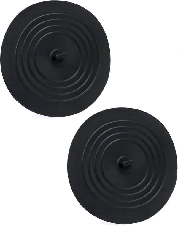 Pakke silikone afløbspropper, vaskepropper, badekarprop, 15 cm, til køkkenvask, badekar, sort