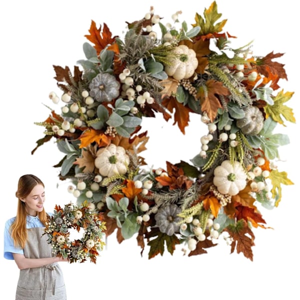 Höstkrans för ytterdörr - 45 cm/18 tum - Thanksgivingkrans