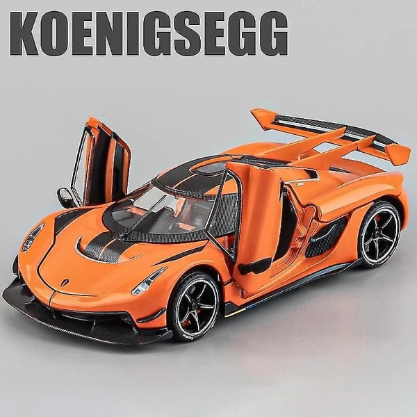 1:24 Koenigsegg Jesko Supercar Alloy Die Cast Legetøjsbilmodel Lyd og lys Træk tilbage Børnelegetøj Samleobjekter Fødselsdagsgave Orange
