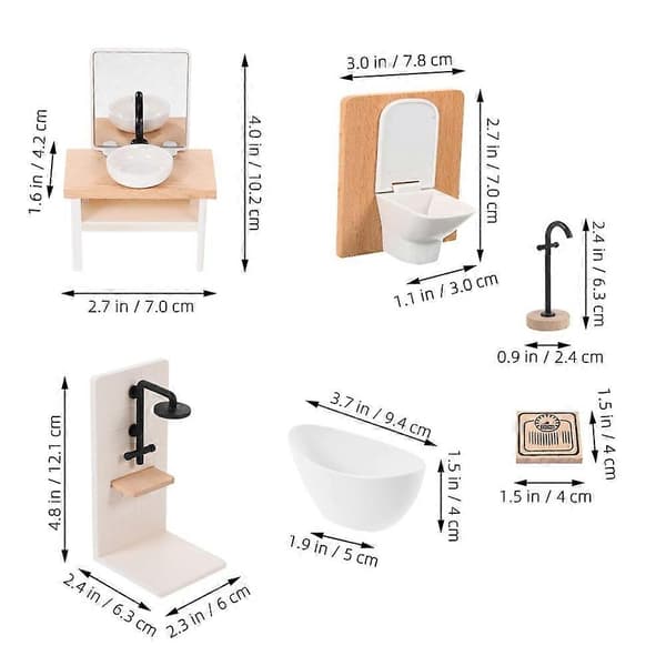 Miniatyrdockhusmöbler Badrumsset för dekoration 1 set