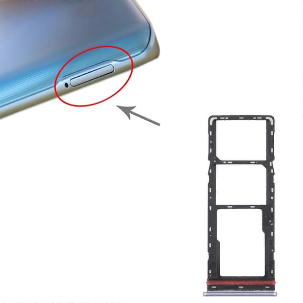 SIM + Micro SD-kortfack för Tecno Spark 7P KF7J Silver